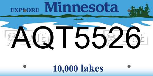 AQT5526 Minnesota License Plate