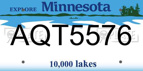 AQT5576 Minnesota License Plate