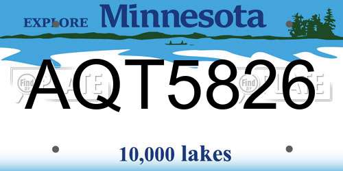 AQT5826 Minnesota License Plate