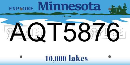 AQT5876 Minnesota License Plate