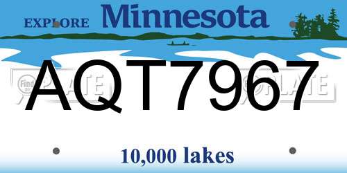 AQT7967 Minnesota License Plate