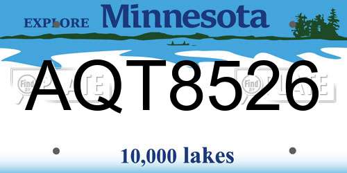 AQT8526 Minnesota License Plate