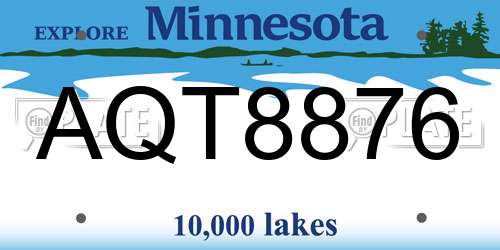 AQT8876 Minnesota License Plate