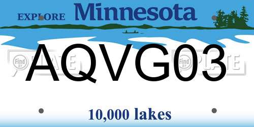 AQVG03 Minnesota License Plate