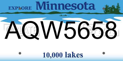 AQW5658 Minnesota License Plate