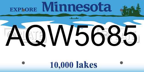 AQW5685 Minnesota License Plate