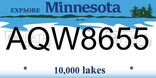 AQW8655 Minnesota License Plate