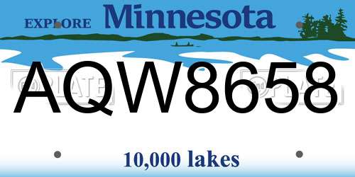 AQW8658 Minnesota License Plate