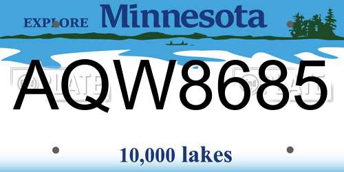 AQW8685 Minnesota License Plate