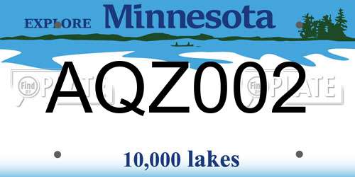 AQZ002 Minnesota License Plate