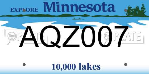 AQZ007 Minnesota License Plate