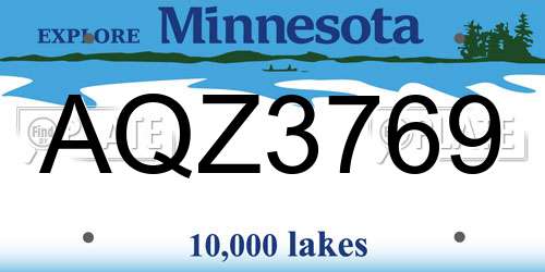 AQZ3769 Minnesota License Plate