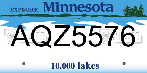 AQZ5576 Minnesota License Plate