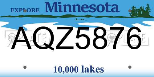 AQZ5876 Minnesota License Plate