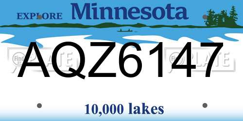 AQZ6147 Minnesota License Plate