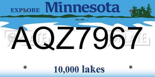 AQZ7967 Minnesota License Plate
