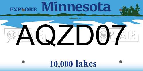 AQZD07 Minnesota License Plate