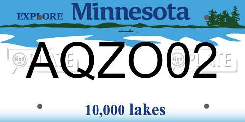 AQZO02 Minnesota License Plate