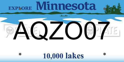 AQZO07 Minnesota License Plate