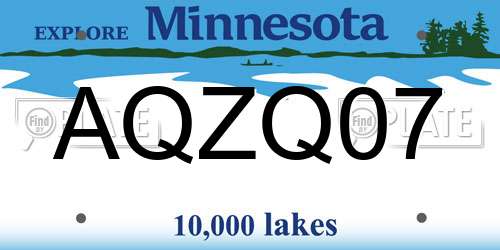 AQZQ07 Minnesota License Plate