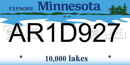 AR1D927 Minnesota License Plate