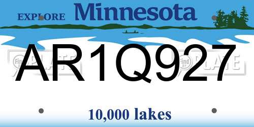 AR1Q927 Minnesota License Plate