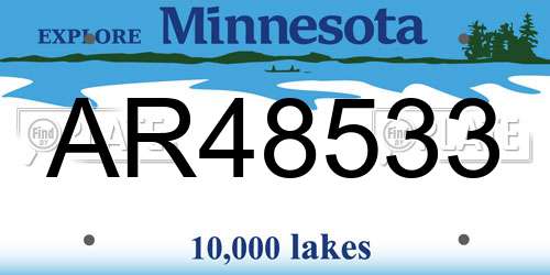 AR48533 Minnesota License Plate
