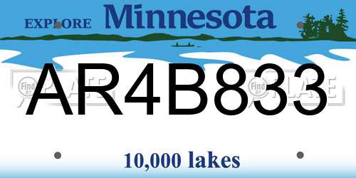 AR4B833 Minnesota License Plate