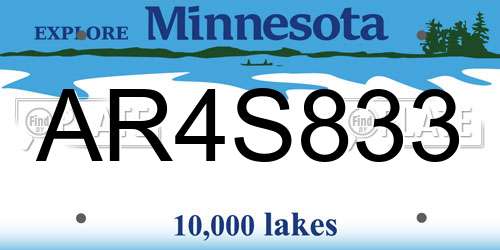 AR4S833 Minnesota License Plate