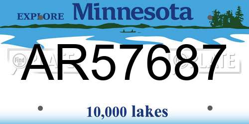 AR57687 Minnesota License Plate