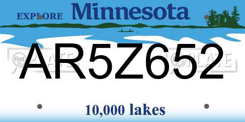 AR5Z652 Minnesota License Plate