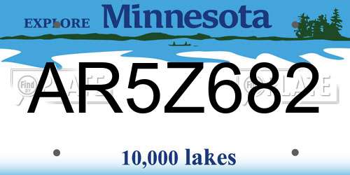 AR5Z682 Minnesota License Plate