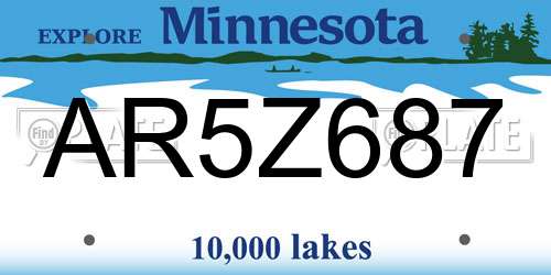 AR5Z687 Minnesota License Plate