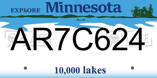 AR7C624 Minnesota License Plate