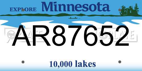AR87652 Minnesota License Plate