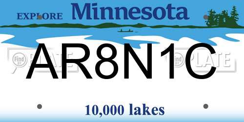 AR8N1C Minnesota License Plate