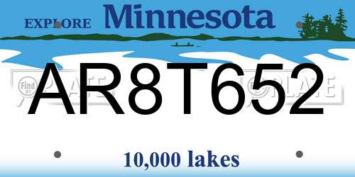 AR8T652 Minnesota License Plate