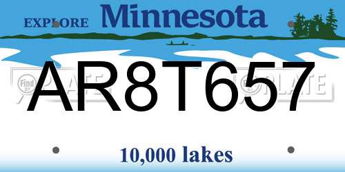 AR8T657 Minnesota License Plate