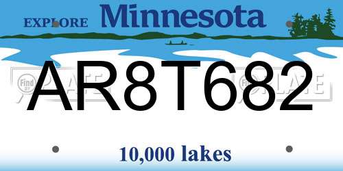 AR8T682 Minnesota License Plate