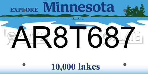 AR8T687 Minnesota License Plate