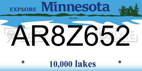 AR8Z652 Minnesota License Plate