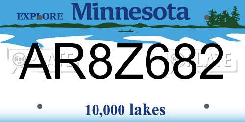 AR8Z682 Minnesota License Plate