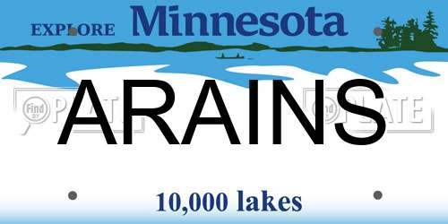 ARAINS Minnesota License Plate