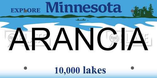 ARANCIA Minnesota License Plate