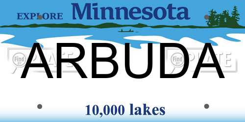 ARBUDA Minnesota License Plate