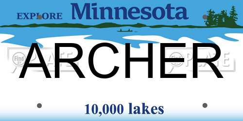 ARCHER Minnesota License Plate