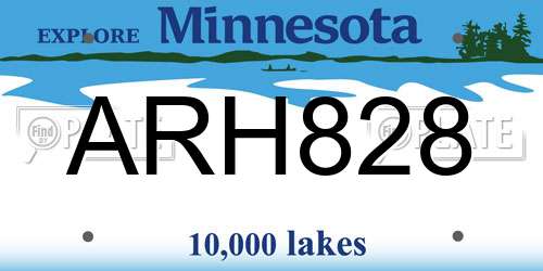 ARH828 Minnesota License Plate