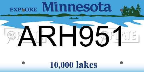 ARH951 Minnesota License Plate