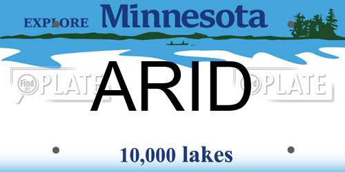 ARID Minnesota License Plate