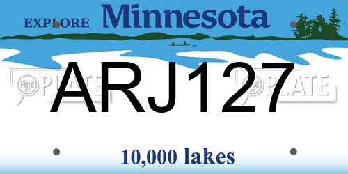 ARJ127 Minnesota License Plate